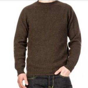 Filson 100% Wool Crewneck Pullover Sweater Dark Walnut Made in Scotland XL